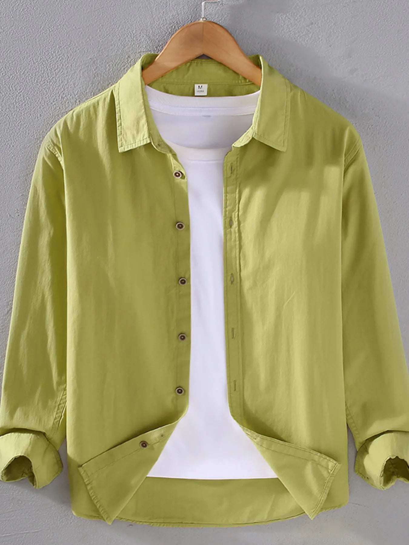 Men's Plus Size Long Sleeve Button-Up Shirt - cas7m