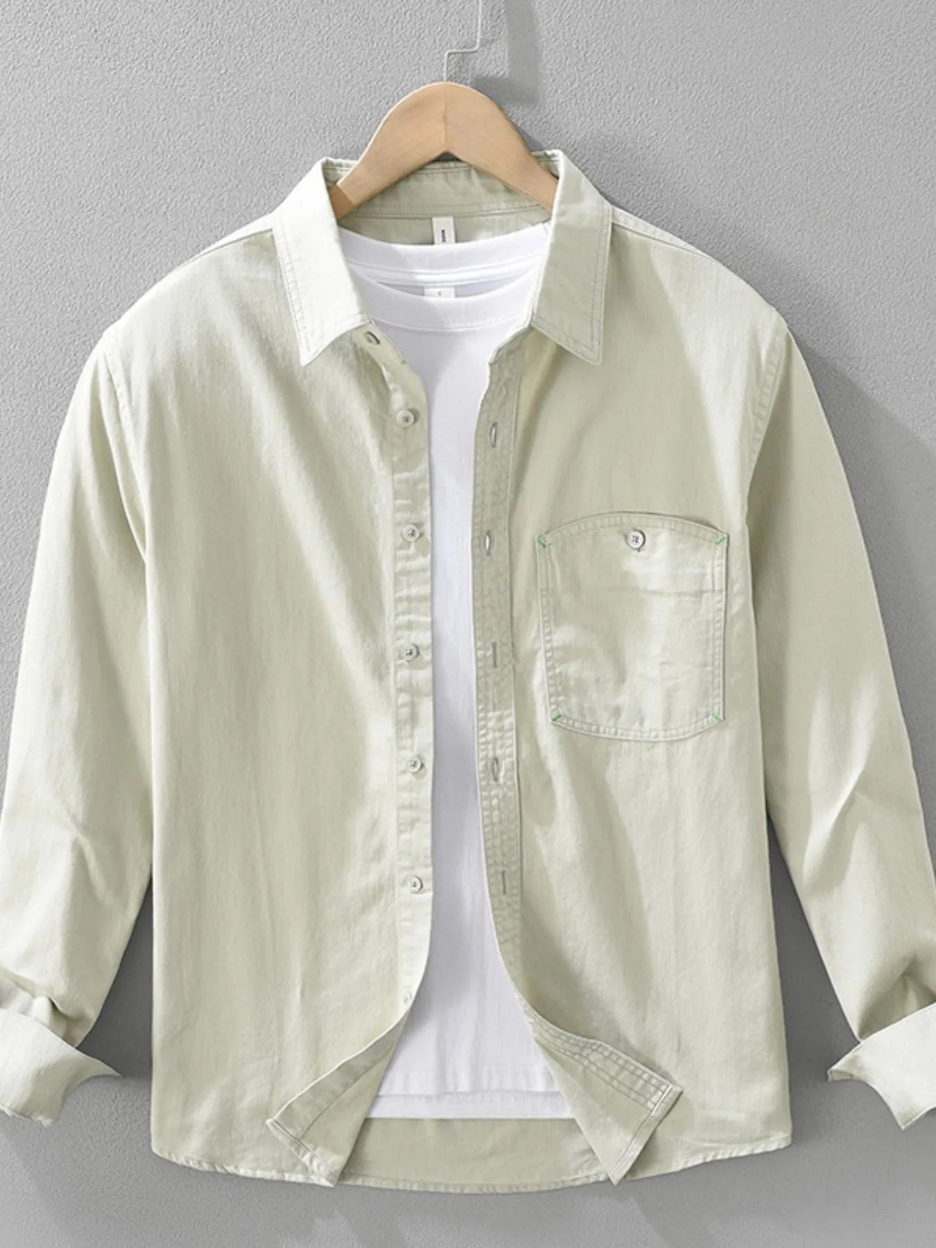 Men's Plus Size Button Up Long Sleeve Shirt - cas7m