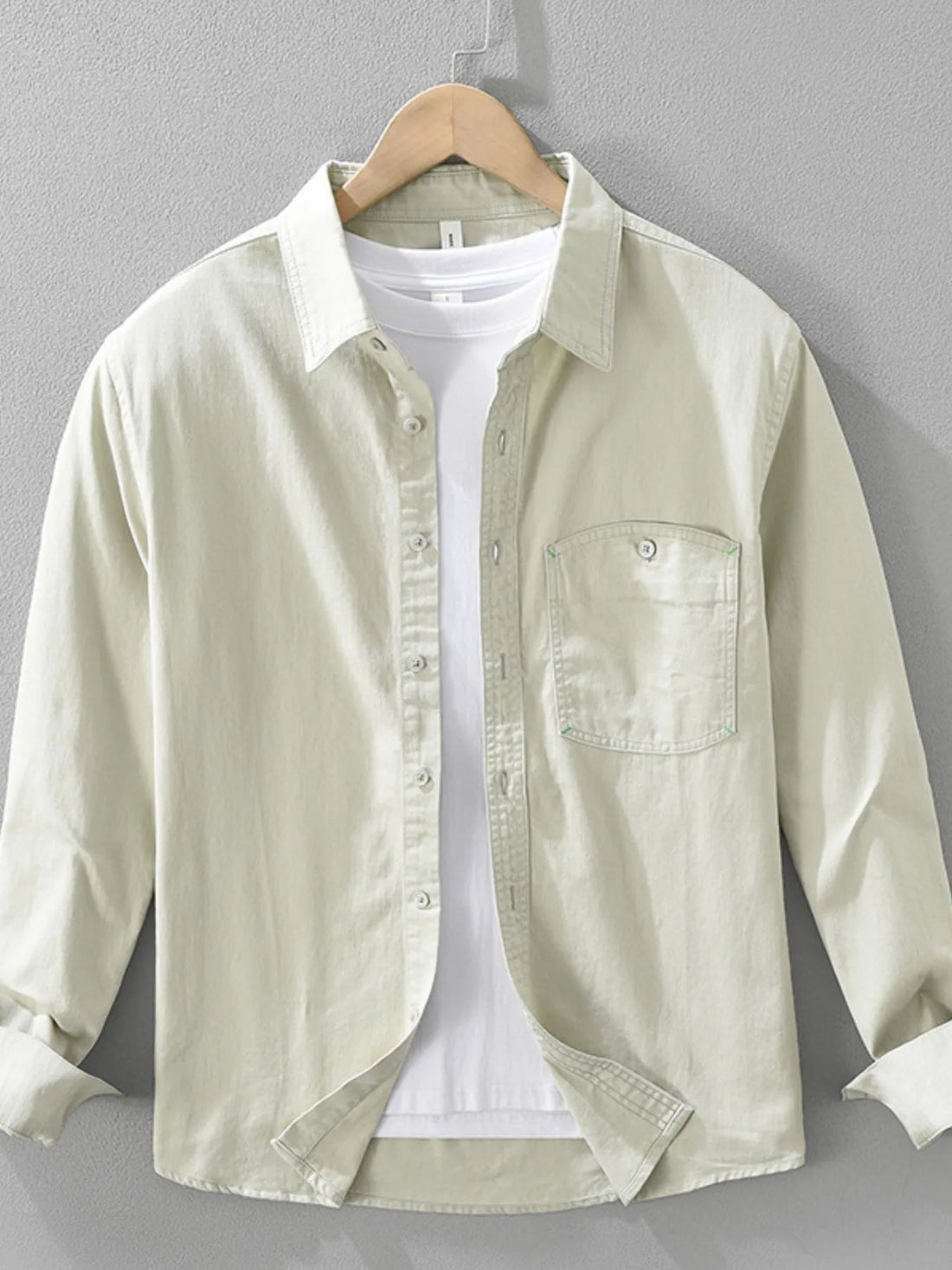 Men's Plus Size Button Up Long Sleeve Shirt - cas7m