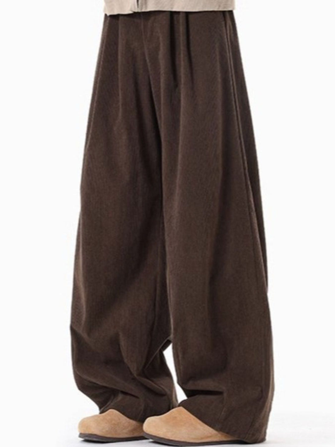 Men's Plus Size Pleated Detail Wide Leg Pants - cas7m
