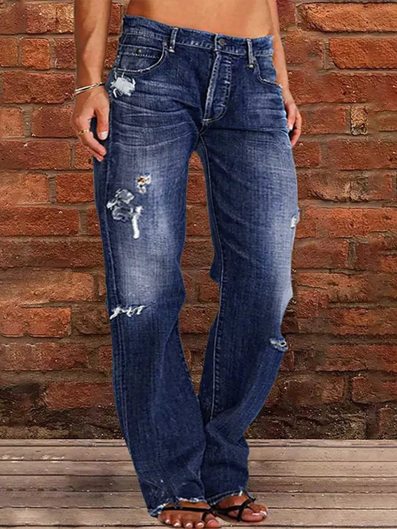 Distressed Loose Fit Jeans - cas7m