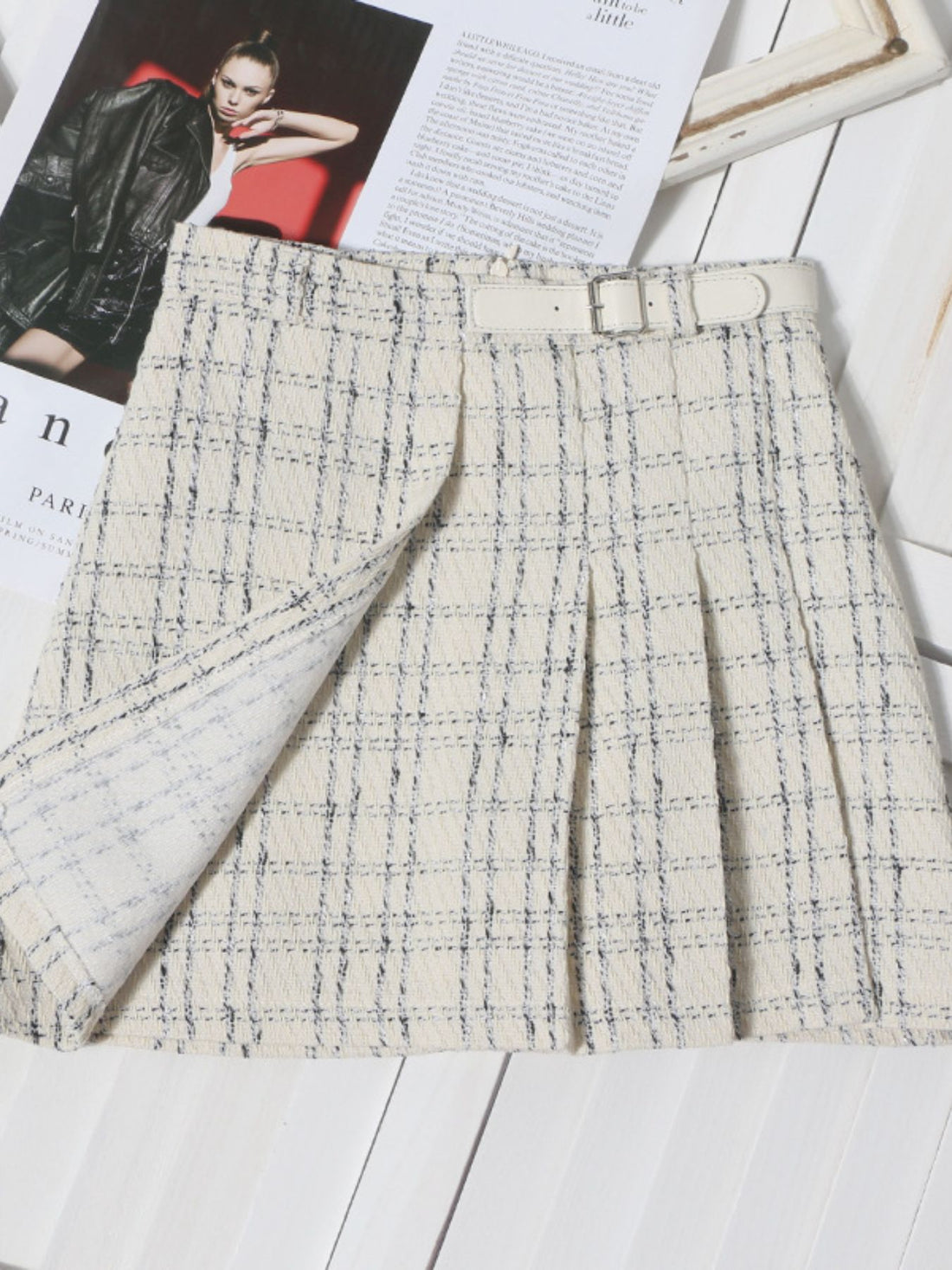 Pleated Plaid Mini Skirt - cas7m