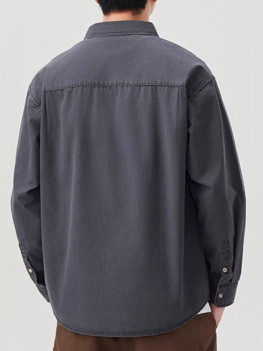 Men's Plus Size Button Up Long Sleeve Shirt - cas7m