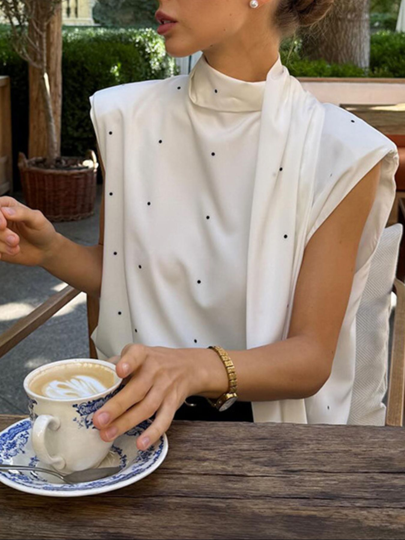 Polka Dot High Neck Tank - cas7m