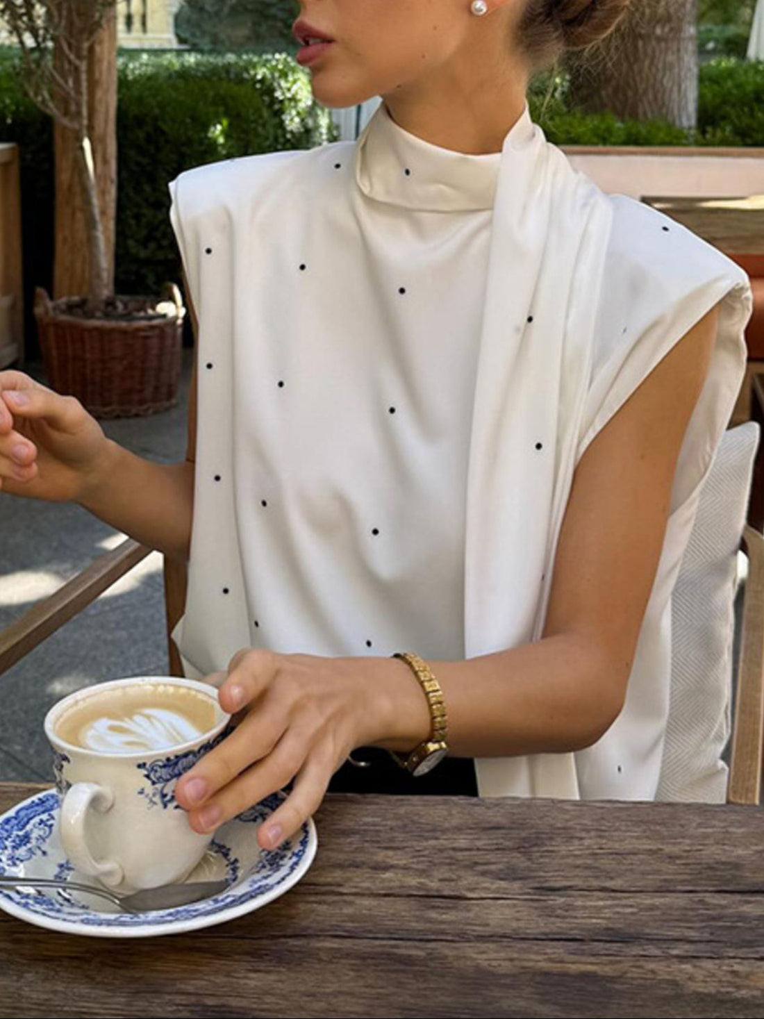 Polka Dot High Neck Tank - cas7m