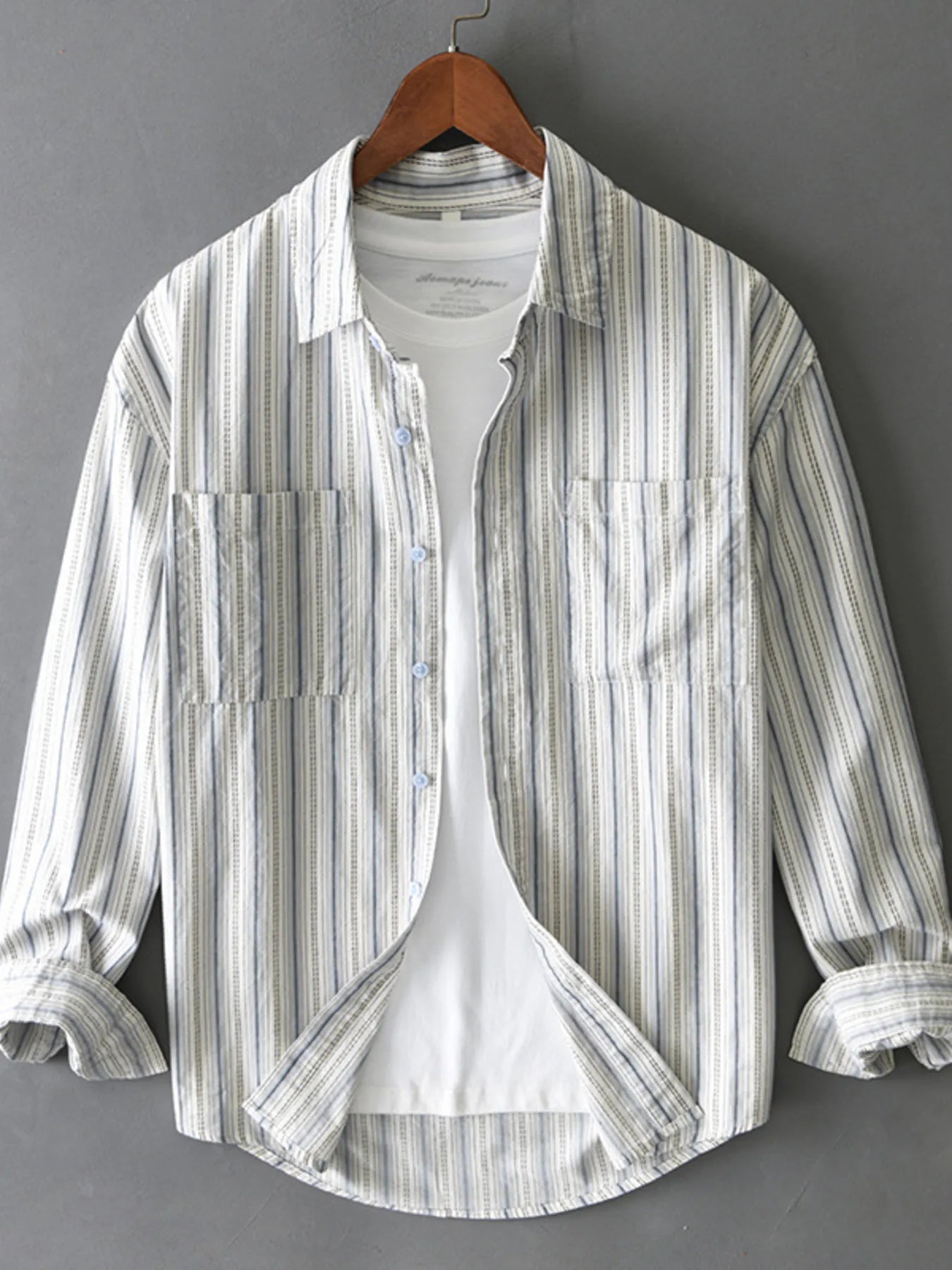 Men's Plus Size Button-Up Long Sleeve Shirt - cas7m