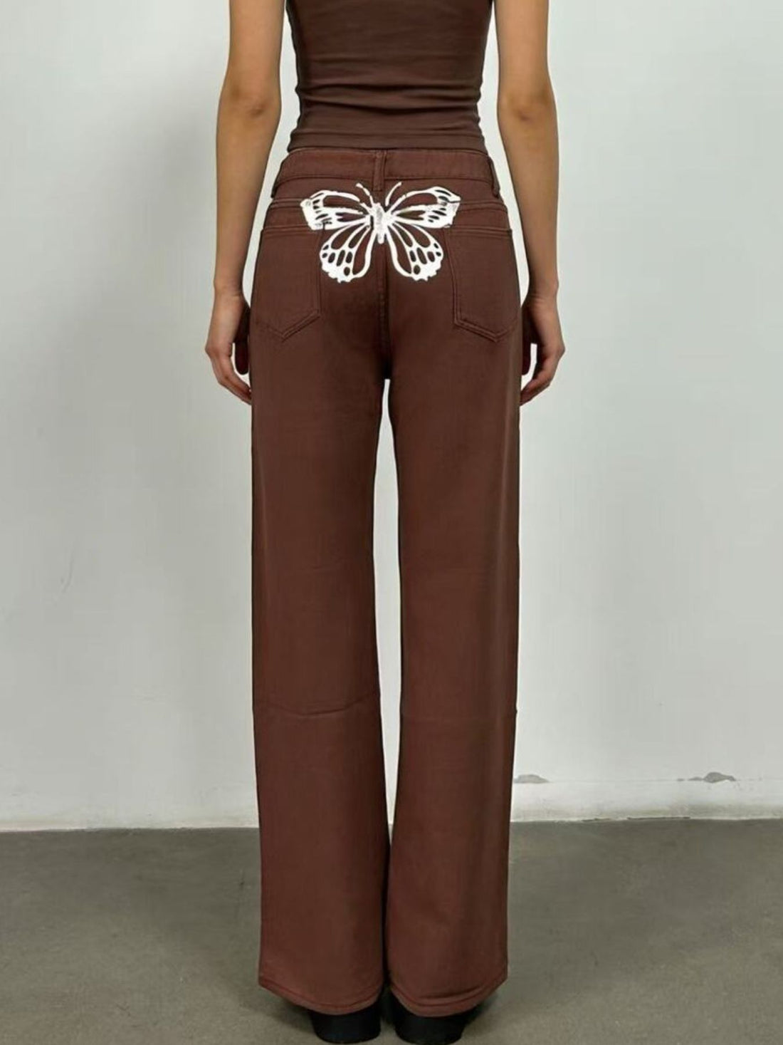 Butterfly Back Wide Leg Jeans - cas7m