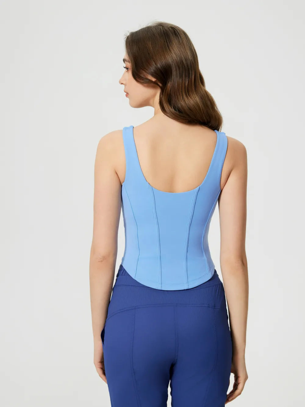Millennia Round Neck Wide Strap Active Tank with Detachable Chest Pads - cas7m