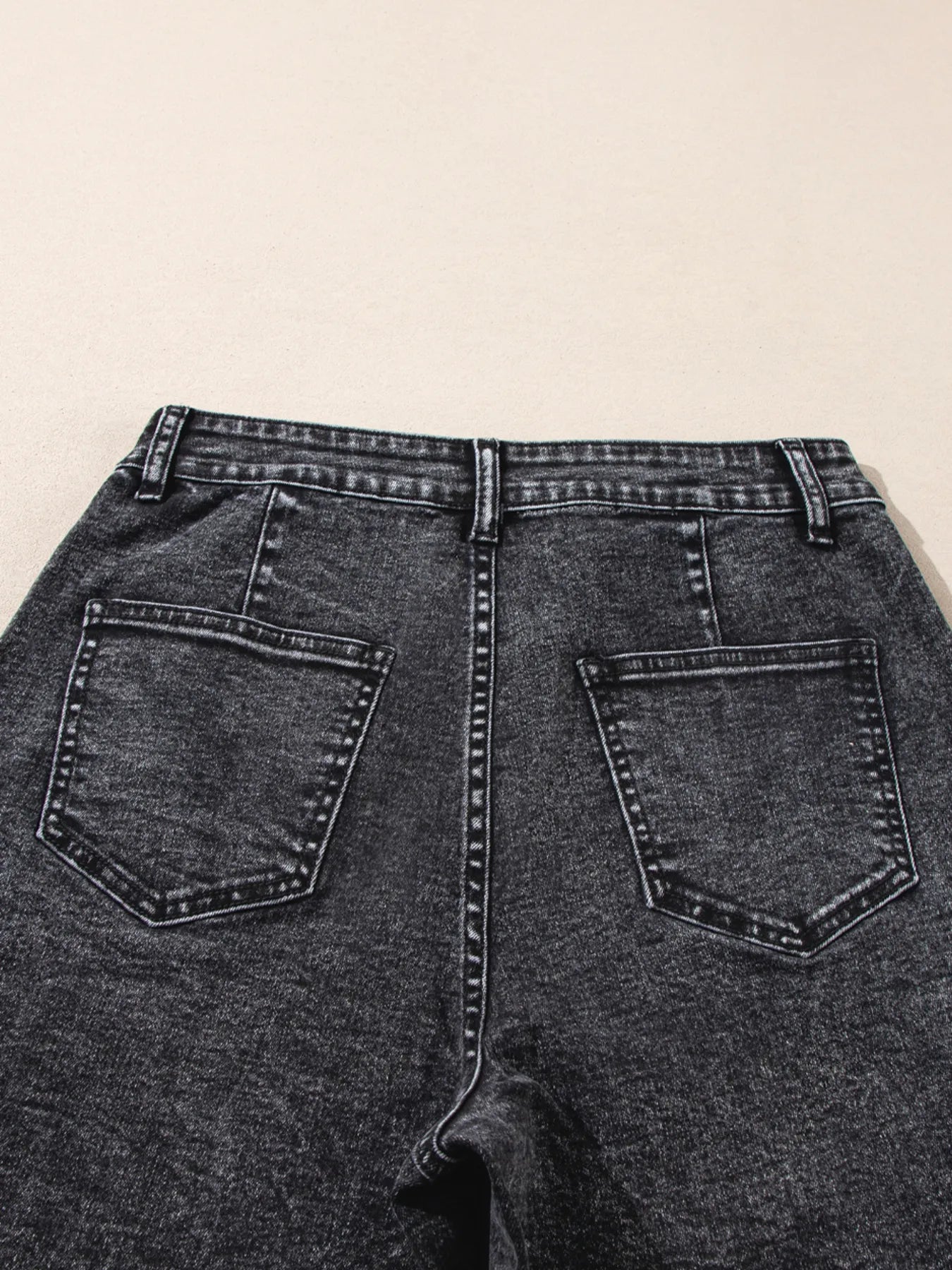 High-Waisted Wide Leg Washed Jeans - cas7m