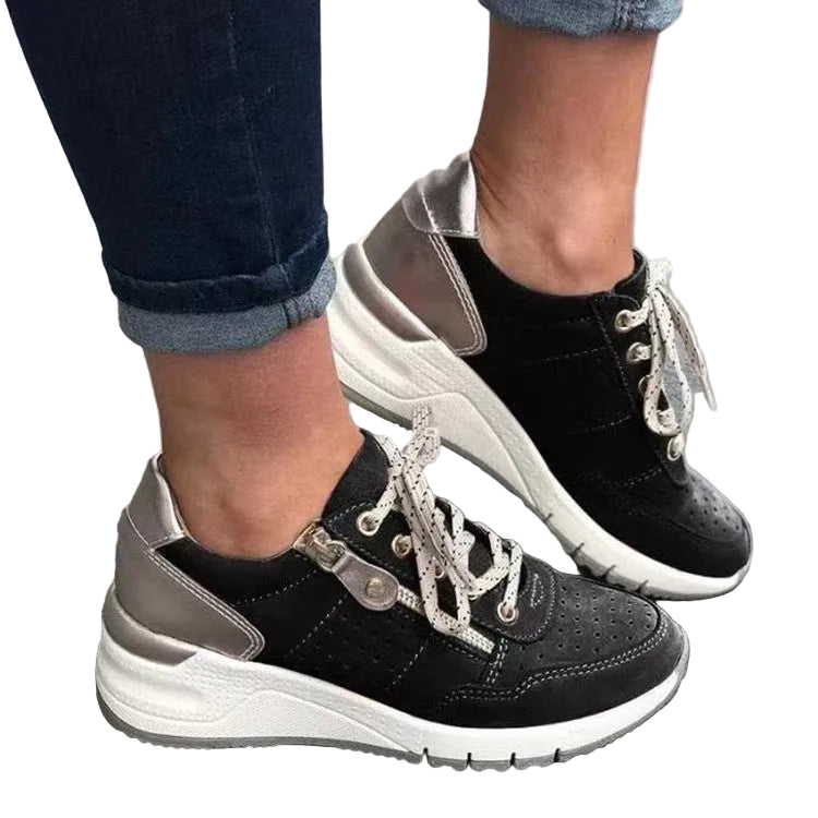 Fashion Lace-up Sneakers Women Cozy Tinck-soled Sports Shoes - cas7m