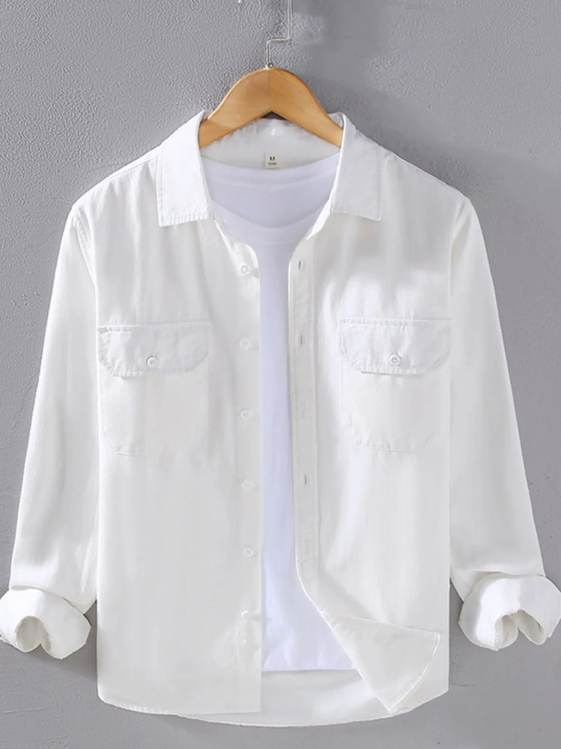 Men's Plus Size Button Up Long Sleeve Shirt - cas7m