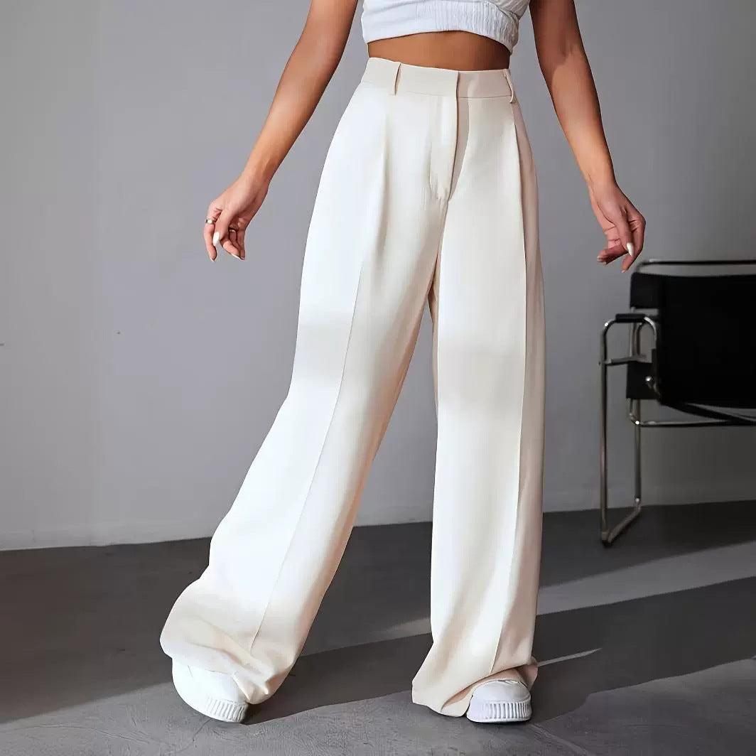 Wide Leg High Waist Slimming Loose Drooping Straight Mop Pants - cas7m