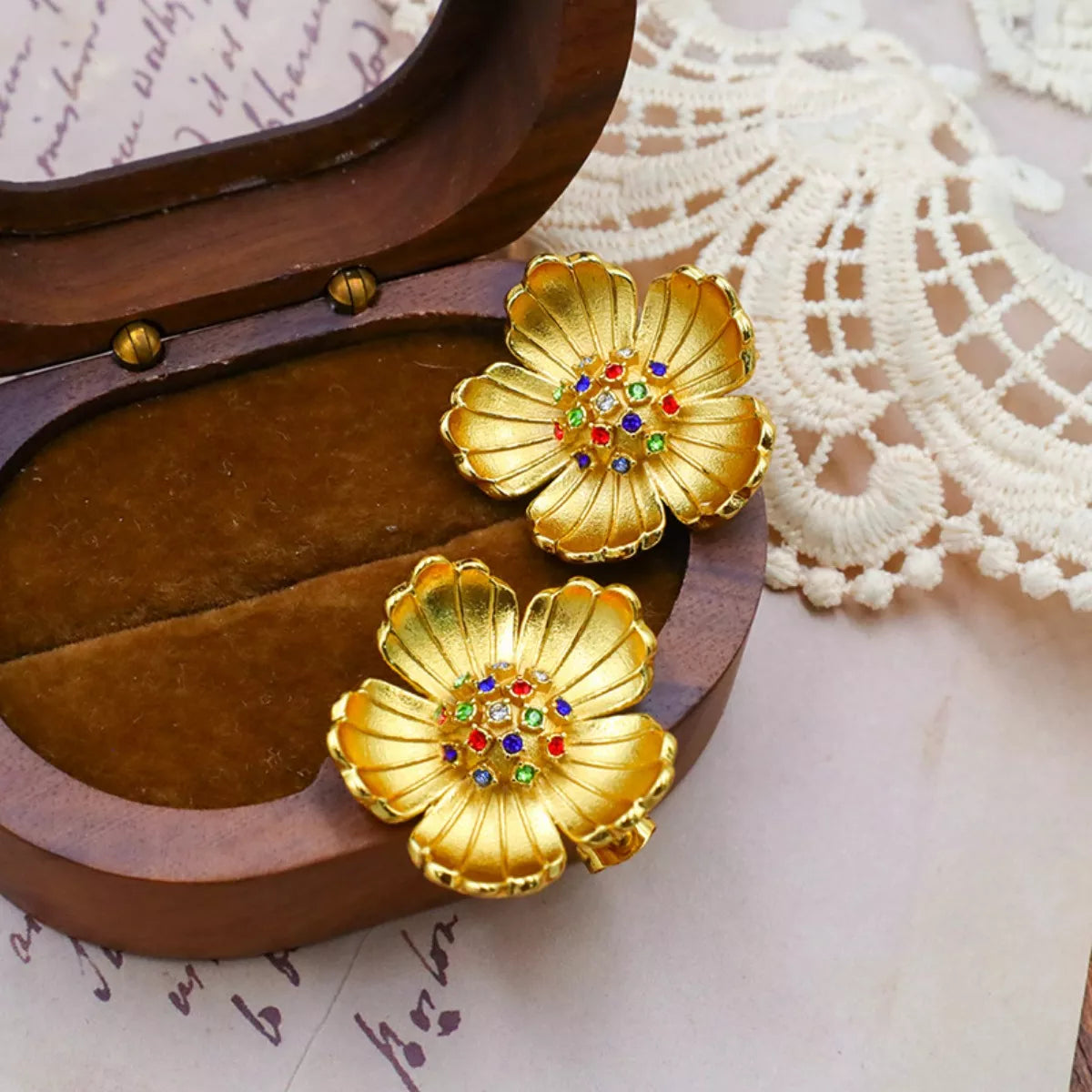 18K Gold-Plated Flower Earrings - cas7m