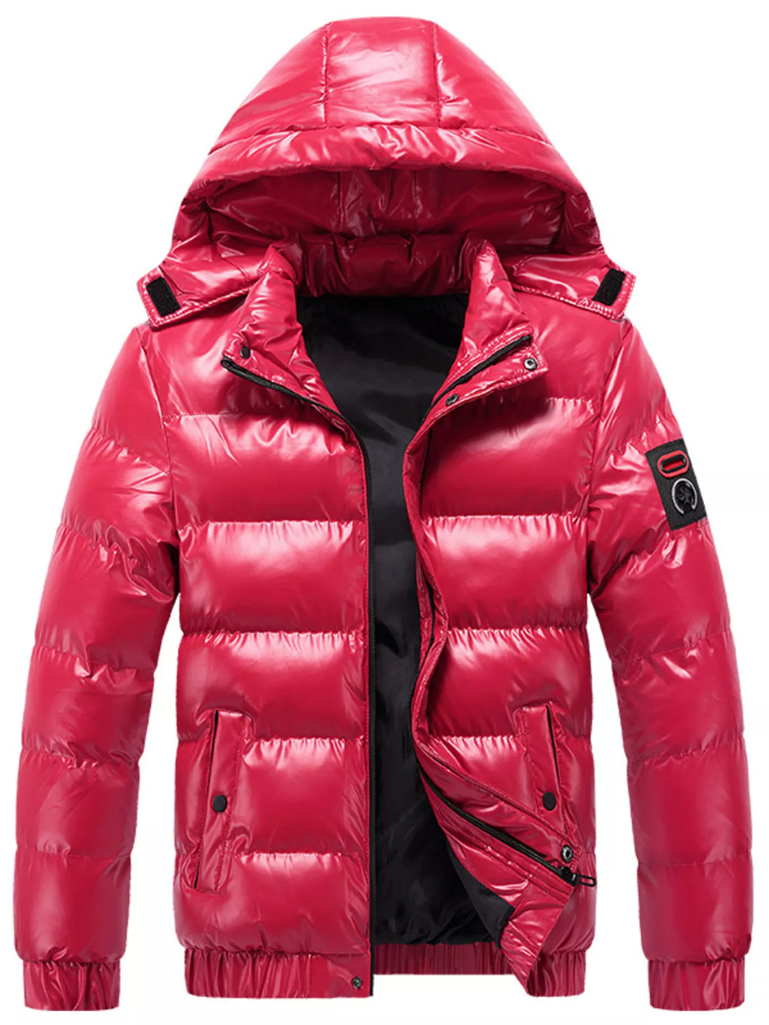 Men's Plus Size Zip Up Hooded Puffer Jacket - cas7m