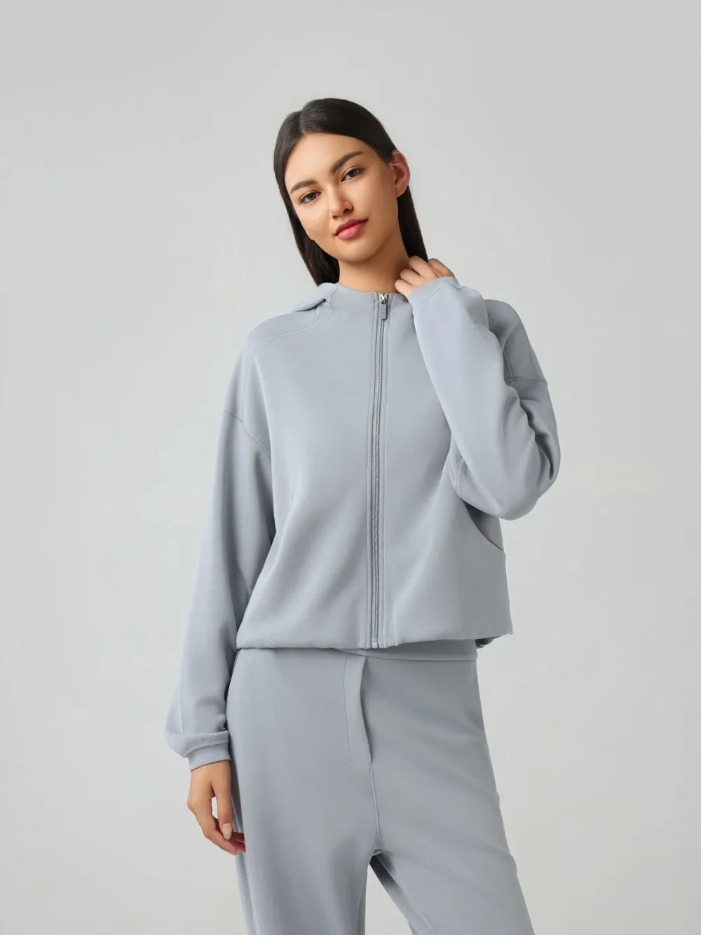 Millennia Zip Up Dropped Shouder Active Hooded - cas7m