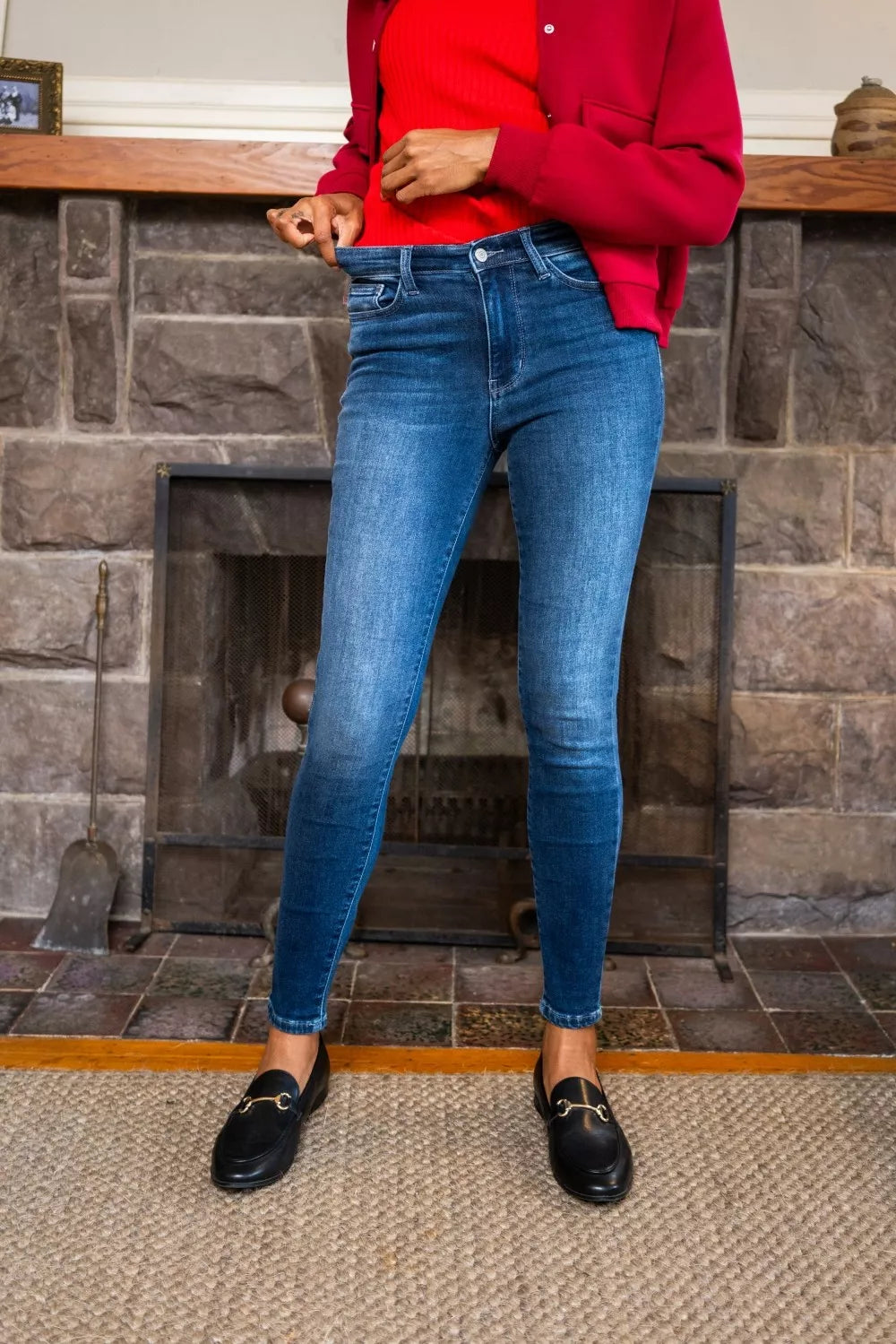 Judy Blue Full Size Washed Thermal Skinny Jeans Plus Size - cas7m