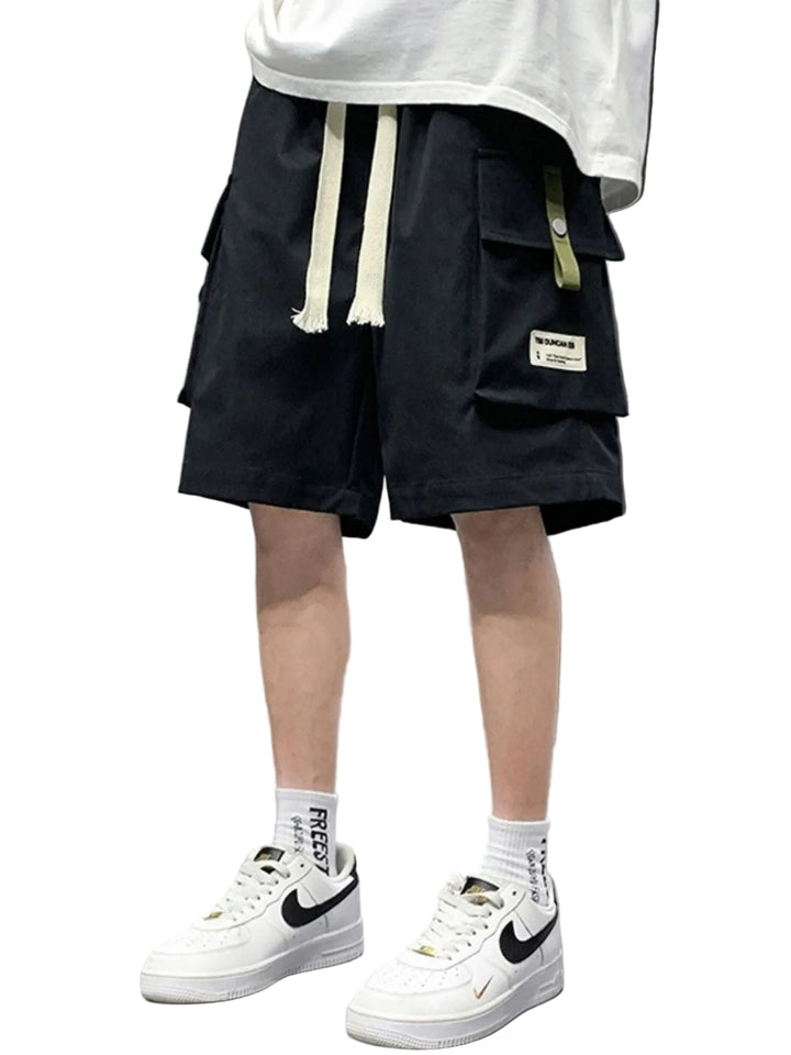 Men's Plus Size Casual Cargo Shorts with Drawstring - cas7m