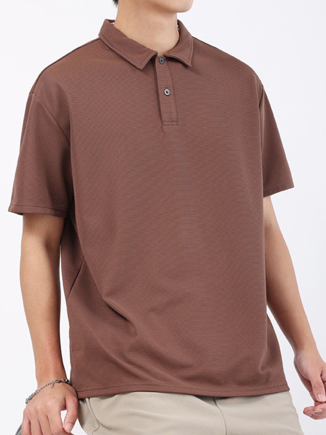 Men's Plus Size Textured Breathable Performance Polo - cas7m