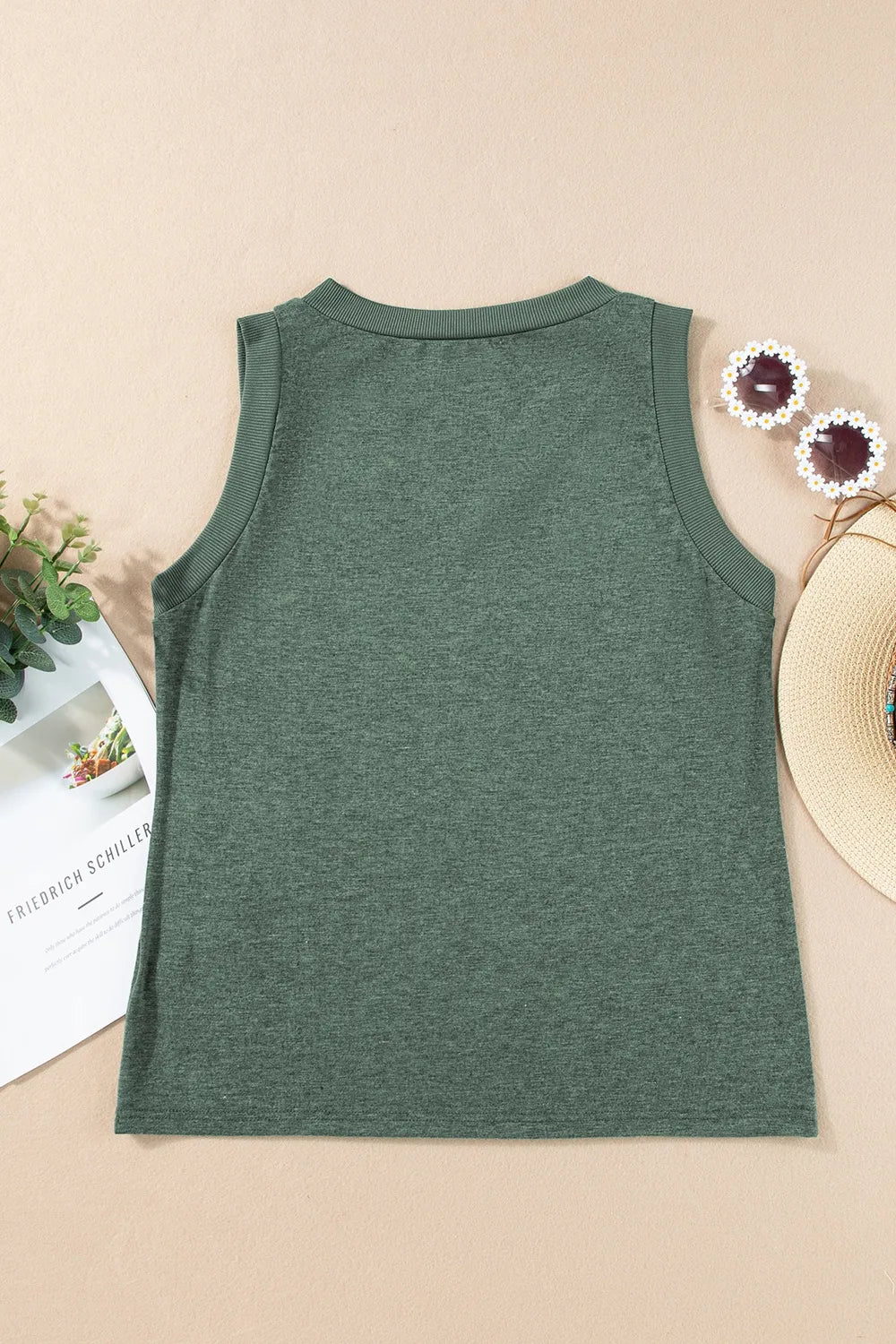 V-Neck Wide Strap Tank - cas7m