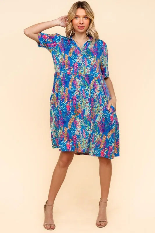 Haptics Johnny Collar Babydoll Dress with Side Pockets - cas7m