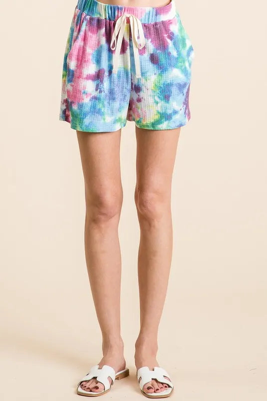 BiBi Tie Dye French Terry Casual Shorts - cas7m
