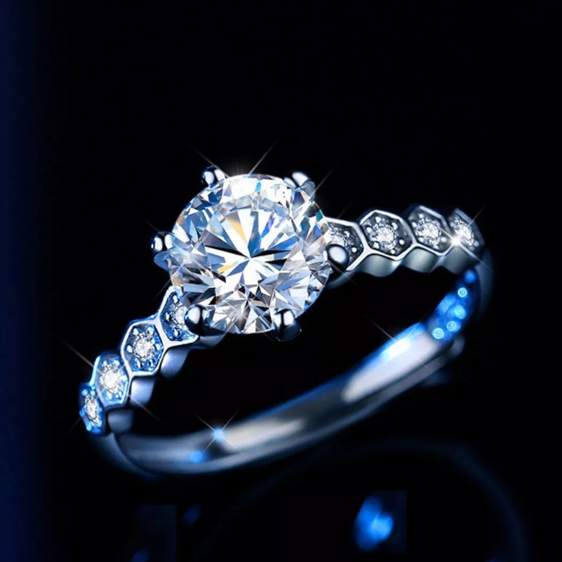 Brilliant 1ct Moissanite Solitaire Ring in 925 Sterling Silver - cas7m