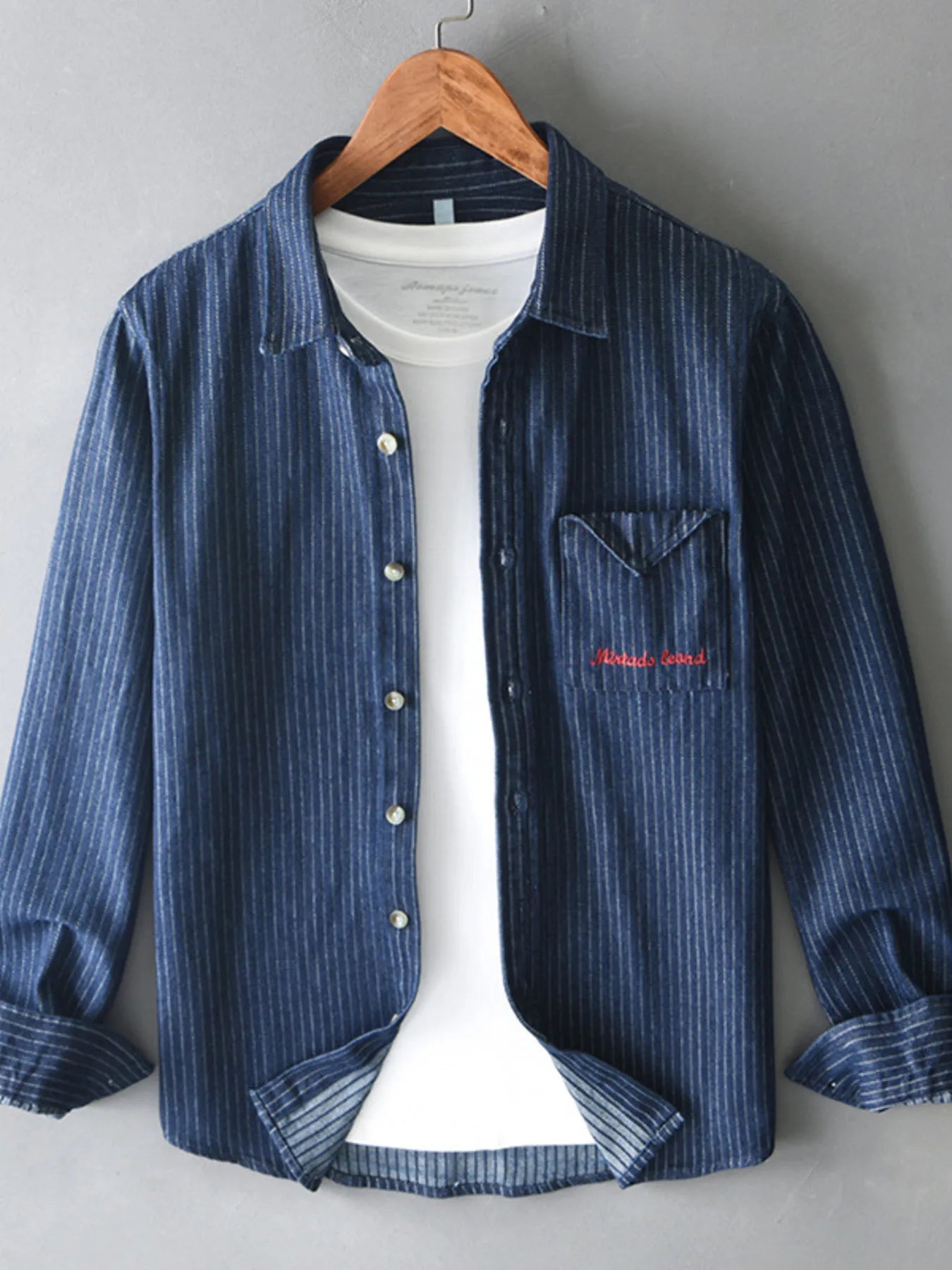 Men's Plus Size Button Up Long Sleeve Shirt - cas7m