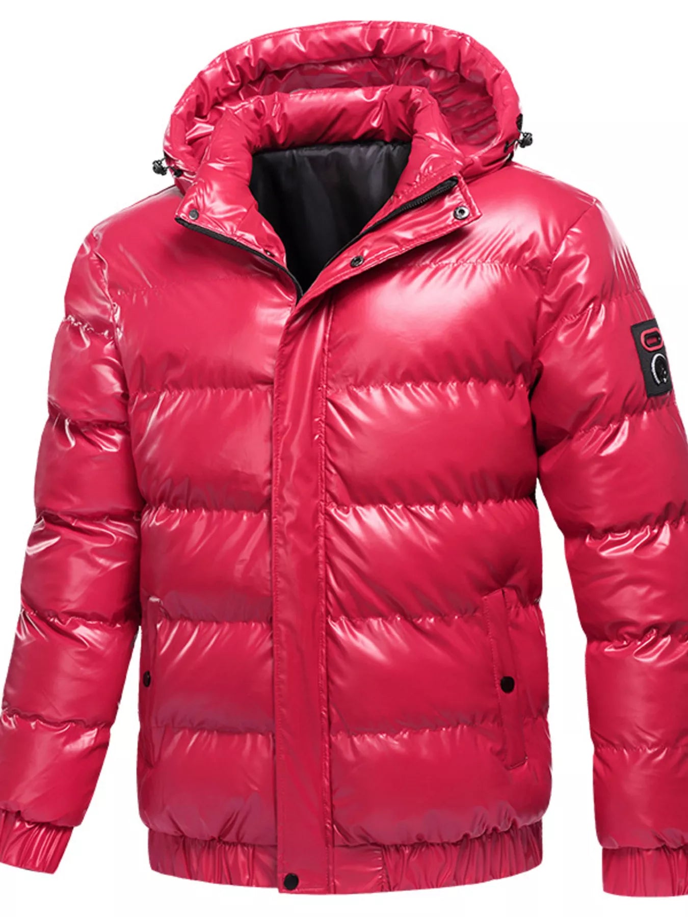 Men's Plus Size Zip Up Hooded Puffer Jacket - cas7m