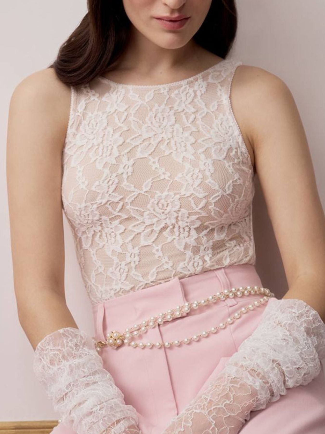 Lace Round Neck Tank - cas7m
