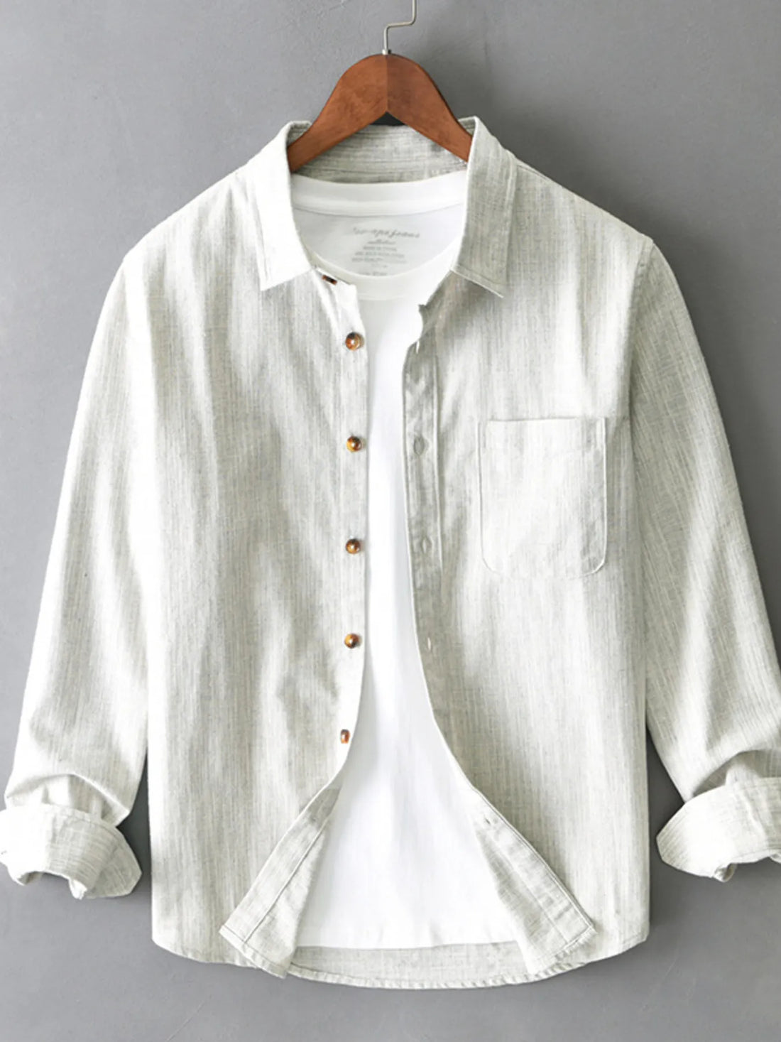 Men's Plus Size Button-Up Long Sleeve Shirt - cas7m