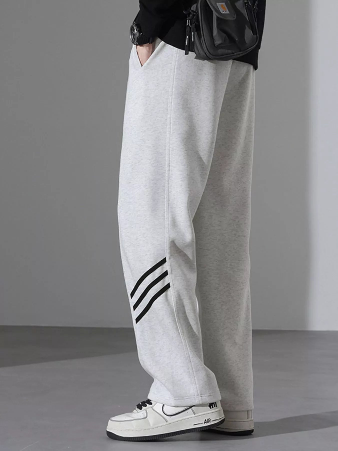 Men's Full Size Casual Loose Fit Sweatpants with Stripes Plus Size - cas7m