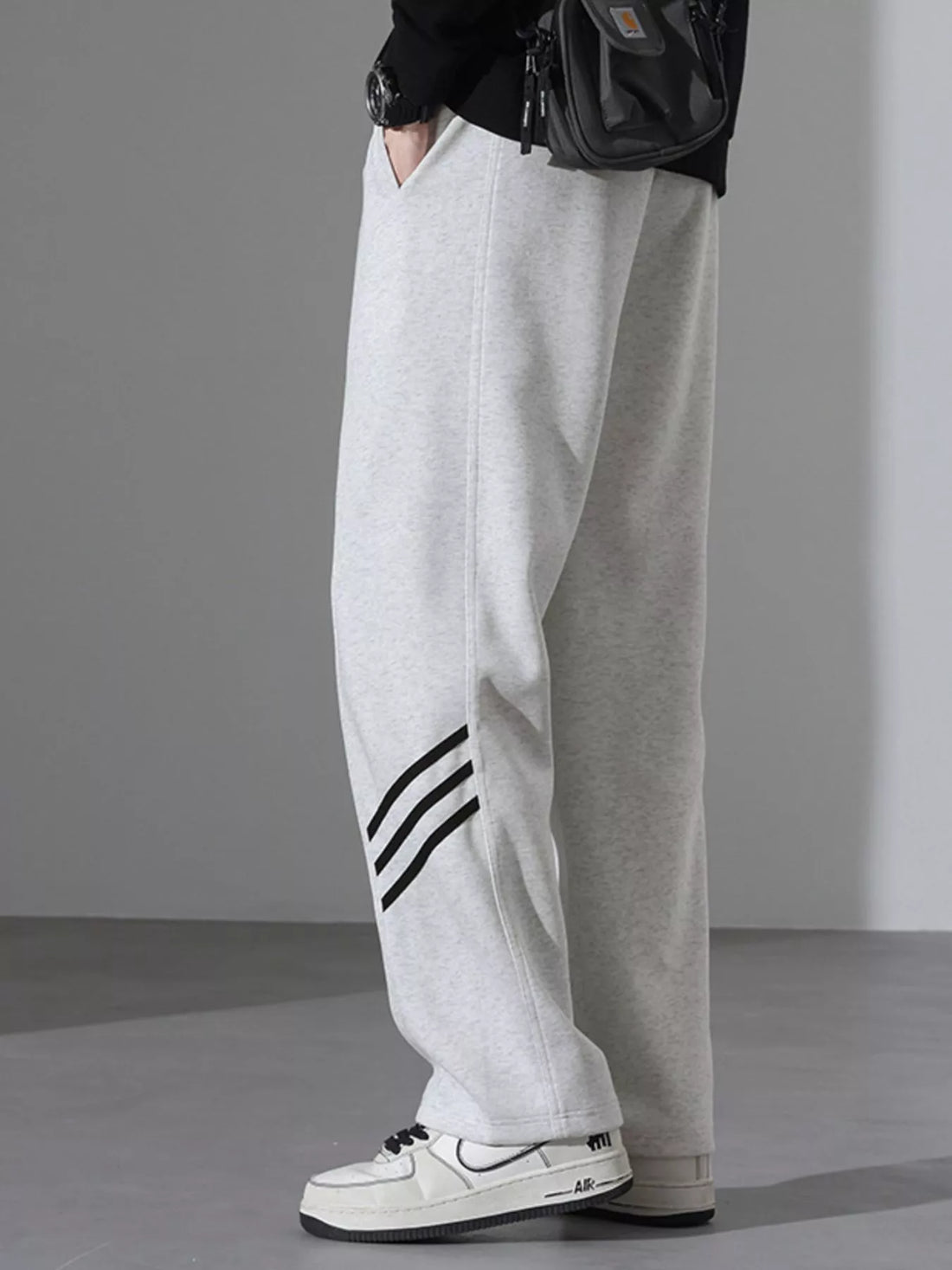 Men's Full Size Casual Loose Fit Sweatpants with Stripes Plus Size - cas7m