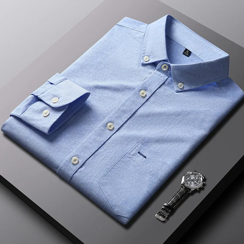 Men's Plus Size Button Down Long Sleeve Shirt - cas7m