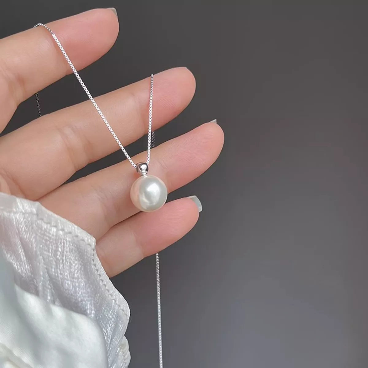 925 Sterling Silver Bead Pearl Necklace - cas7m