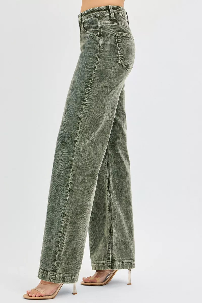 RISEN Full Size High Rise Wide Leg Corduroy Jeans Plus Size - cas7m