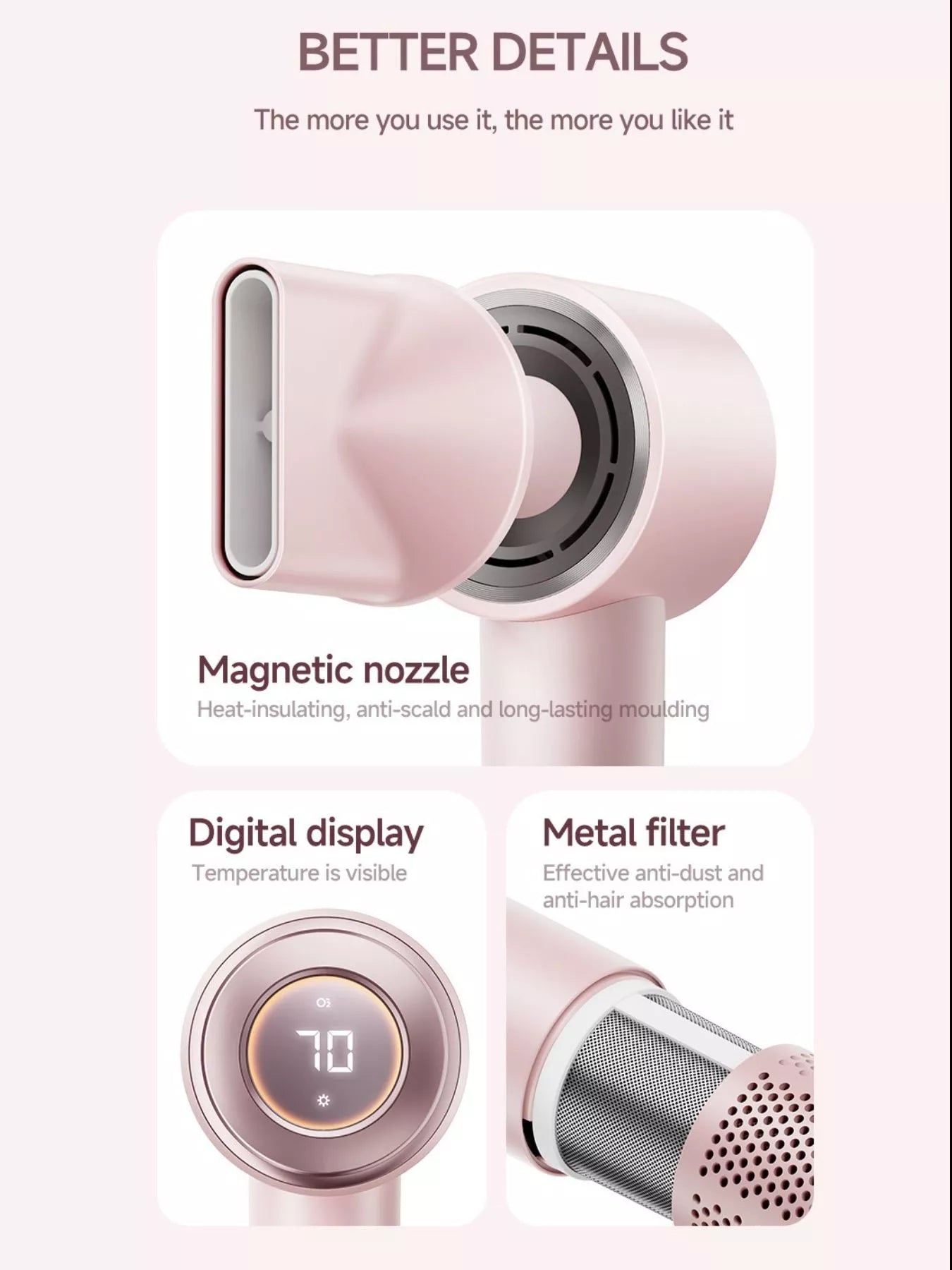 TurboIon Pro: Compact High-Speed Hair Dryer with Temperature Control - cas7m
