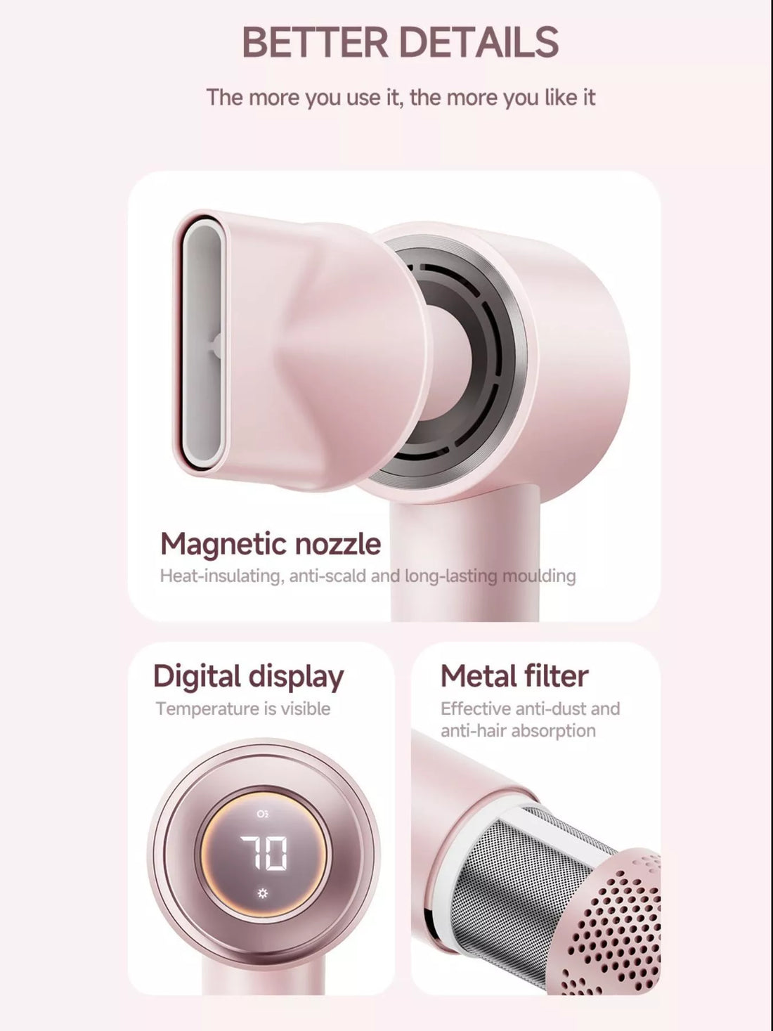 TurboIon Pro: Compact High-Speed Hair Dryer with Temperature Control - cas7m