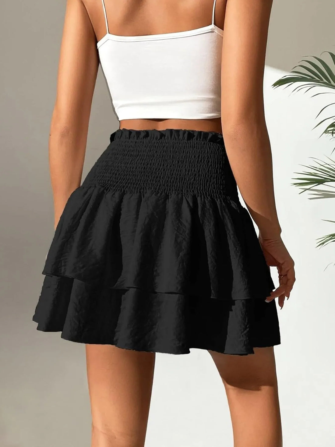 Smocked Layered Mini Skirt - cas7m