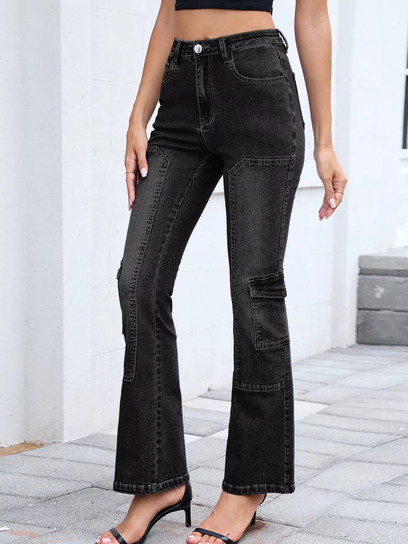High-Waisted Bootcut Jeans - cas7m
