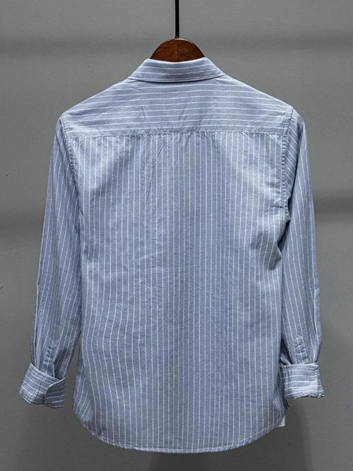 Men's Plus Size Striped Button Up Long Sleeve Shirt - cas7m