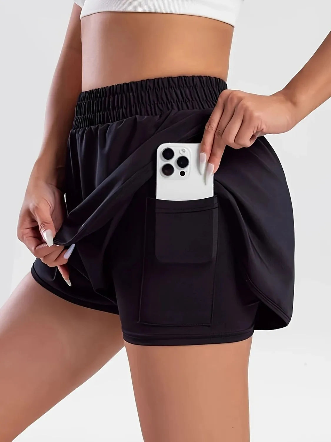 Pocketed High Waist Active Shorts - cas7m