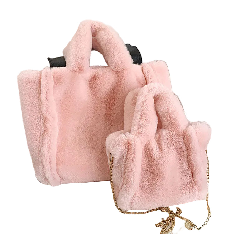 Winter Bags Chain Plush Handbag Totes Women Shoulder Bag - cas7m