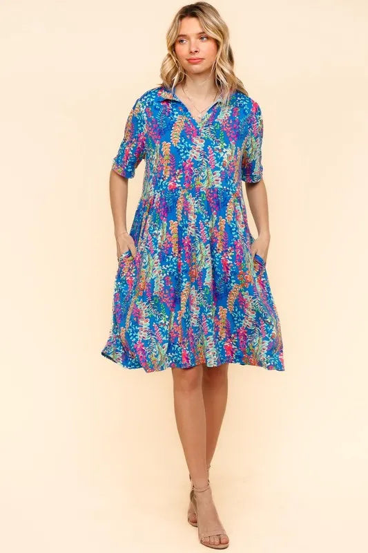 Haptics Johnny Collar Babydoll Dress with Side Pockets - cas7m