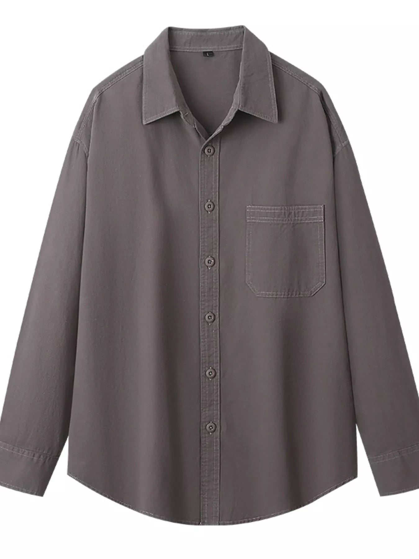 Men's Plus Size Button Up Long Sleeve Shirt - cas7m