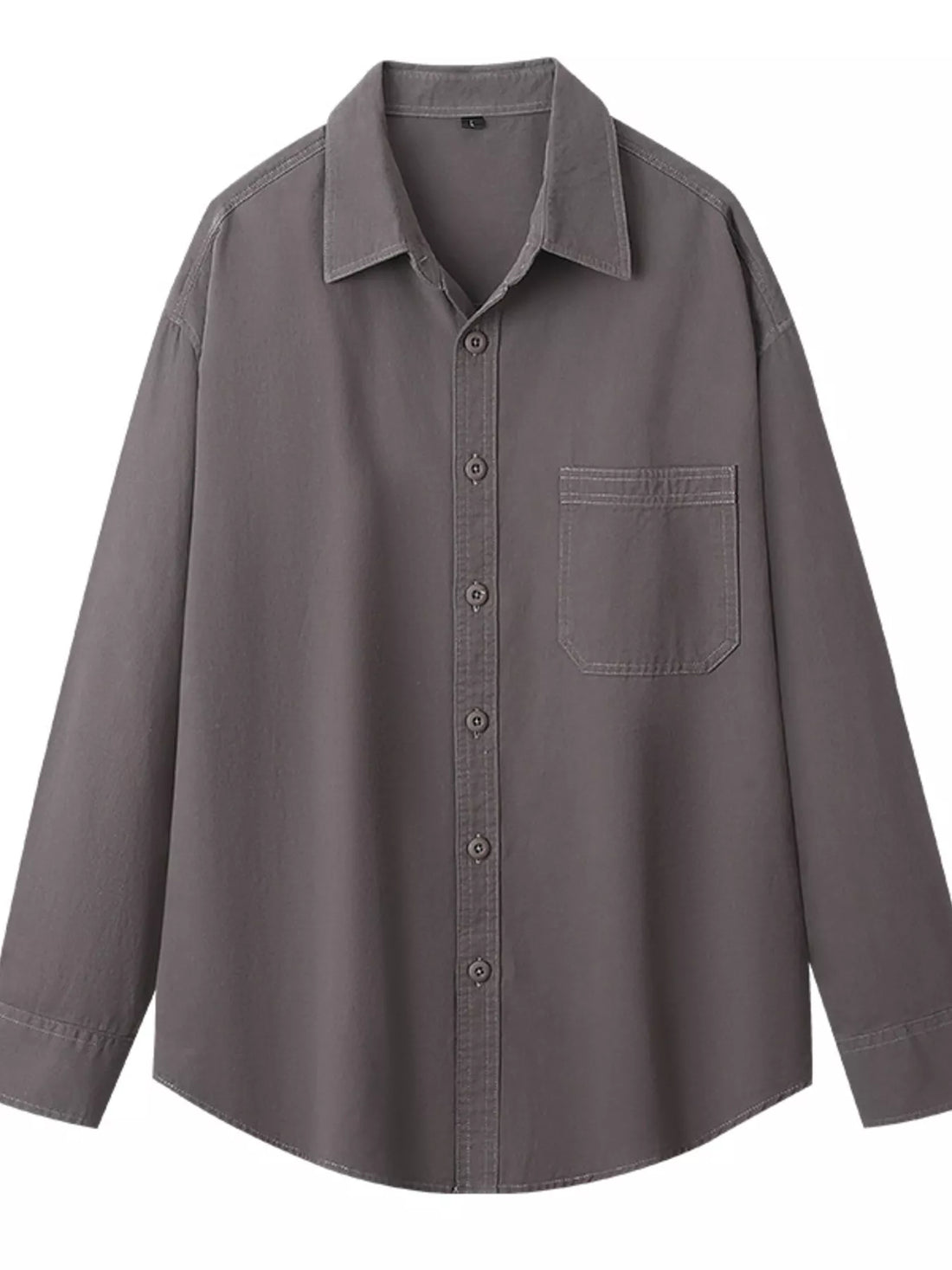 Men's Plus Size Button Up Long Sleeve Shirt - cas7m