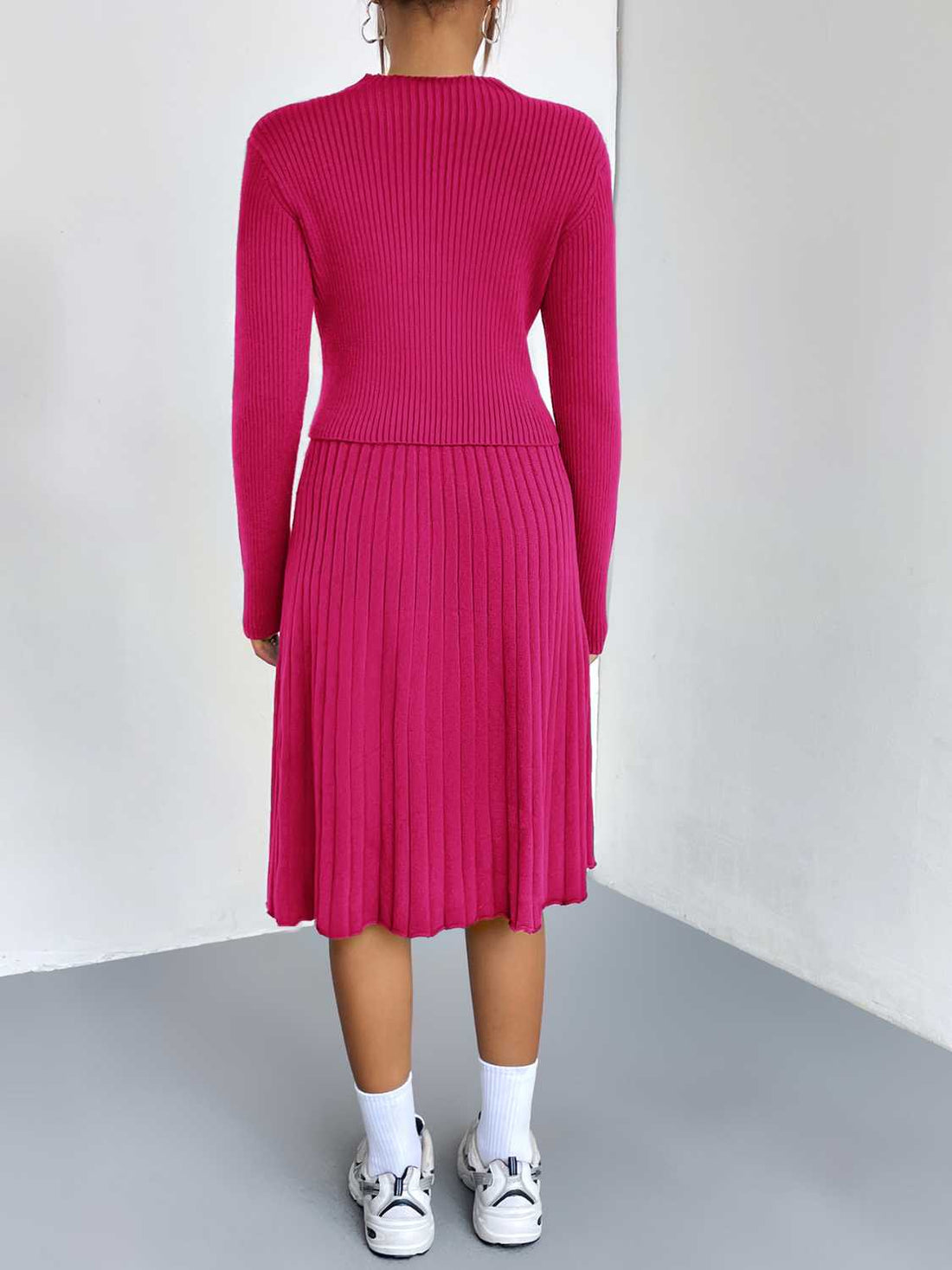 Rib-Knit Sweater and Skirt Set - cas7m