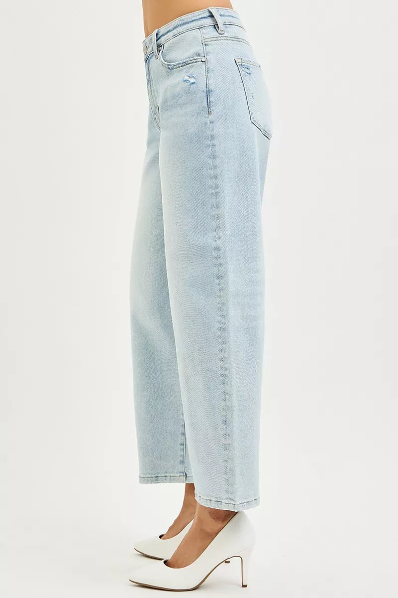 RISEN High Rise Crop Barrel Jeans - cas7m