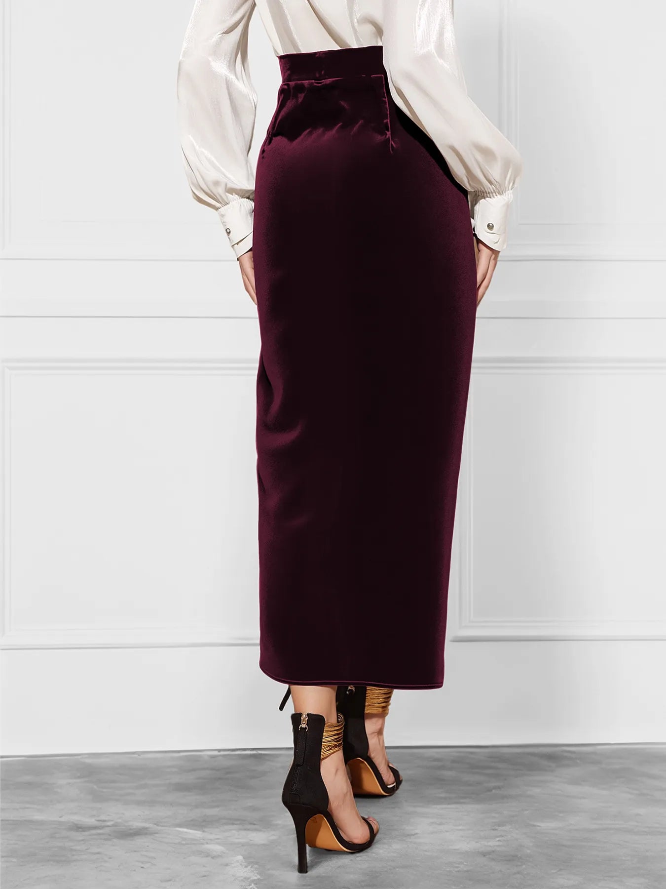 Side Tied Velvet Skirt - cas7m
