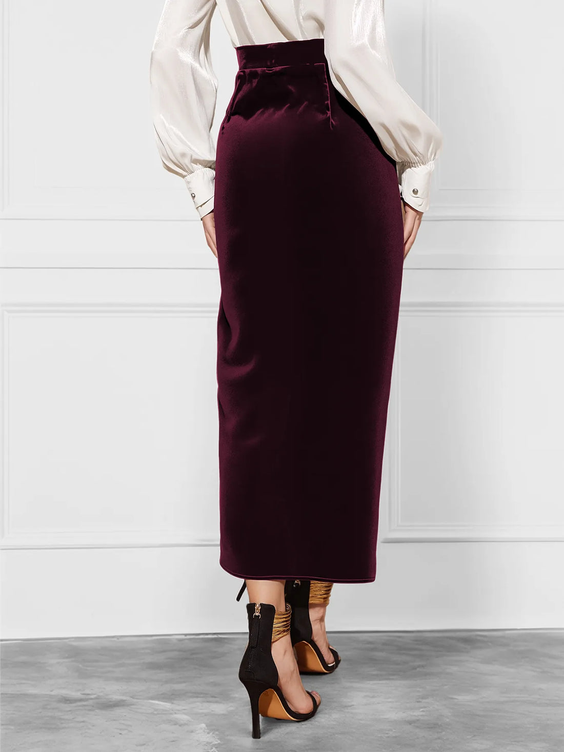 Side Tied Velvet Skirt - cas7m