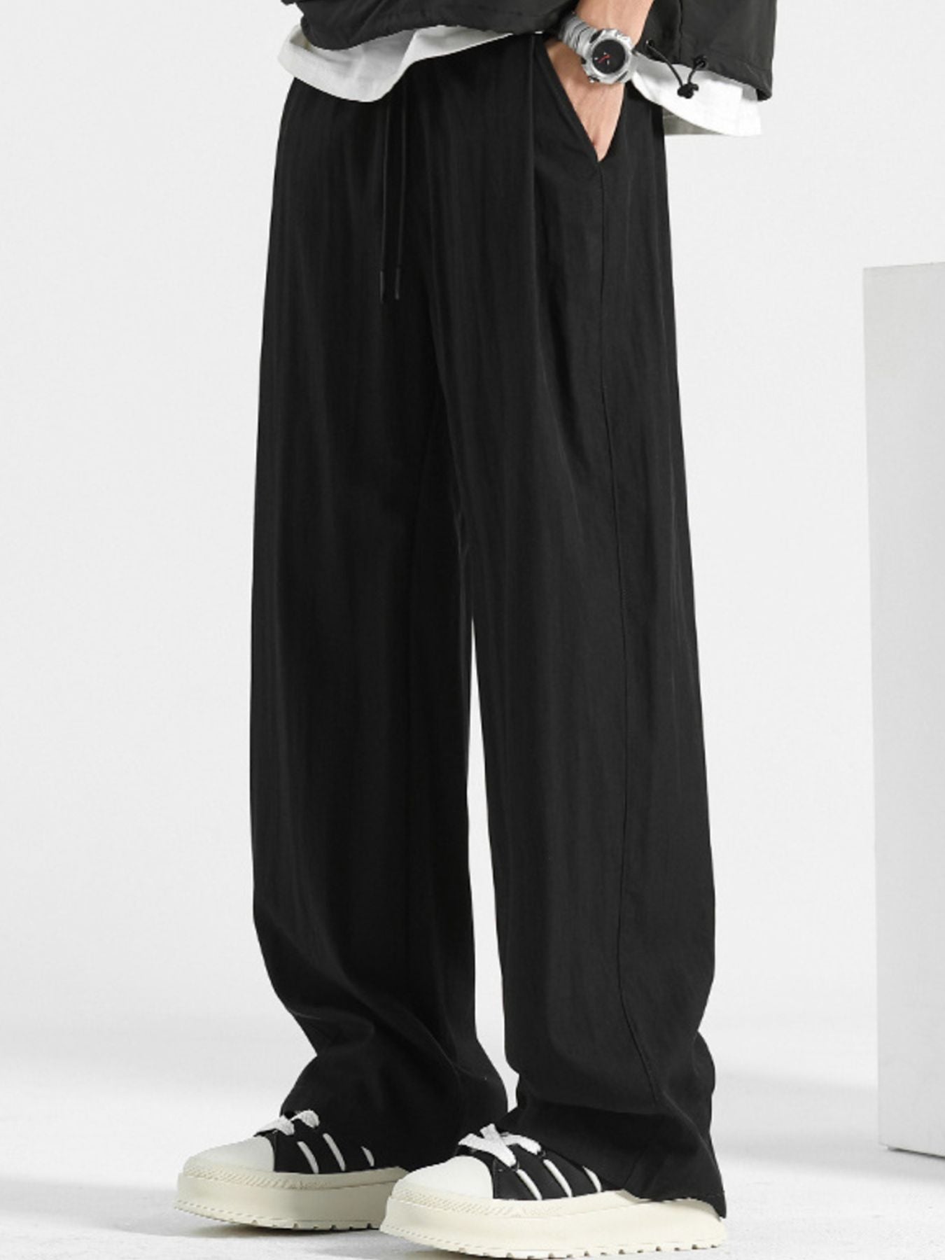Men's Plus Size Loose Fit Drawstring Casual Pants - cas7m